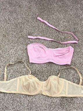 2 NWOT Pink Bra and Nude Sheer Underwire Bra Set.